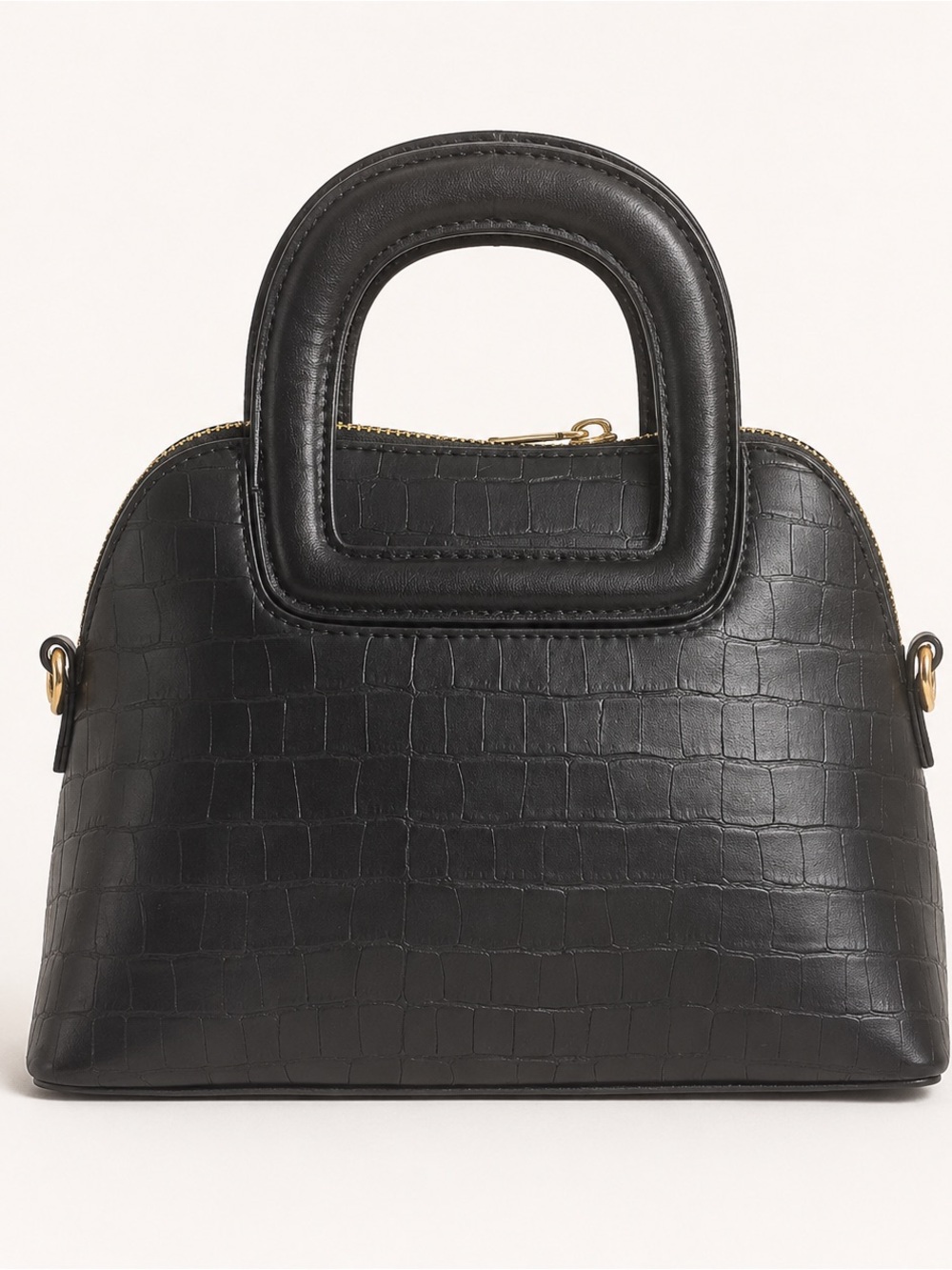 Steve Madden Black Croc-Embossed Top-Handle Satchel - Picture 3 of 4